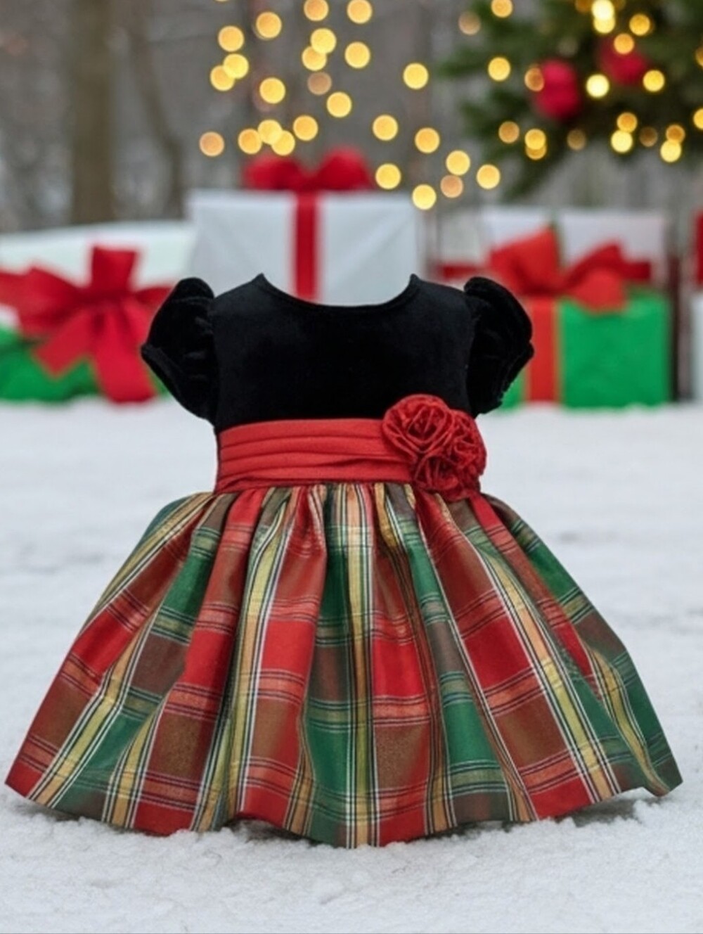 Girl's Plaid Holiday Dress Sz. 24 Mo. by Bonnie Baby